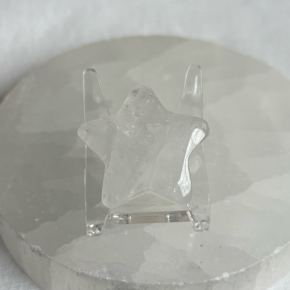 Clear quartz crystal star carving